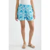 City Blues Print Pull-on Shorts In Blue