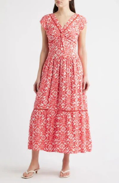 City Blues Print Tiered Maxi Dress In Multi