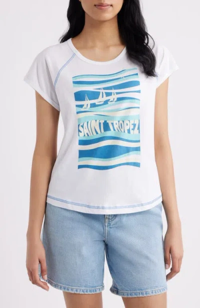 City Blues Raglan Sleeve Graphic T-shirt In White
