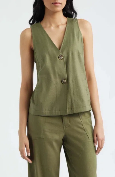 City Blues Relaxed Fit Vest In Green
