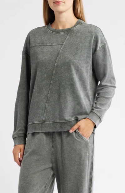 City Blues Reverse French Terry Spliced Sweatshirt In Green