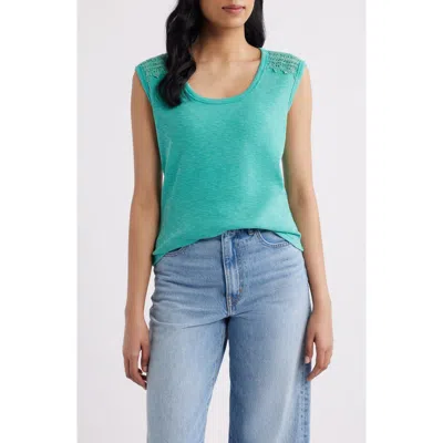 City Blues Rib Acid Wash Tank In Green