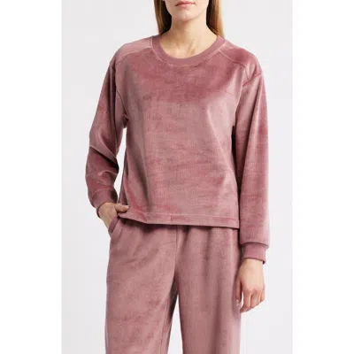 City Blues Ribbed Velour High-low Sweatshirt In Brown