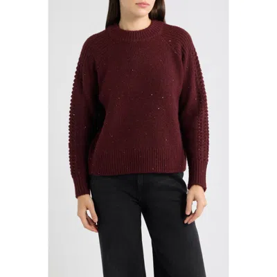 City Blues Sequin Mock Neck Sweater In Burgundy