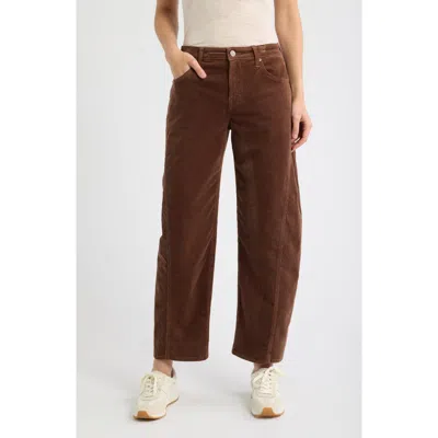City Blues Side Panel Barrel Leg Corduroy Pants In Brown