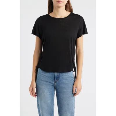 City Blues Side Tie Knit Top In Black