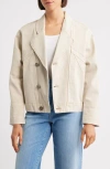 City Blues Spliced Denim Moto Jacket In White