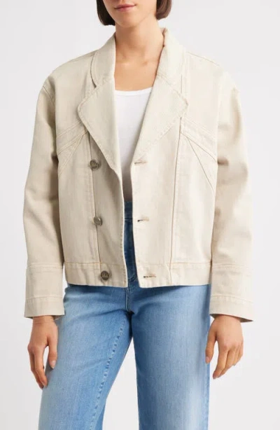 City Blues Spliced Denim Moto Jacket In White