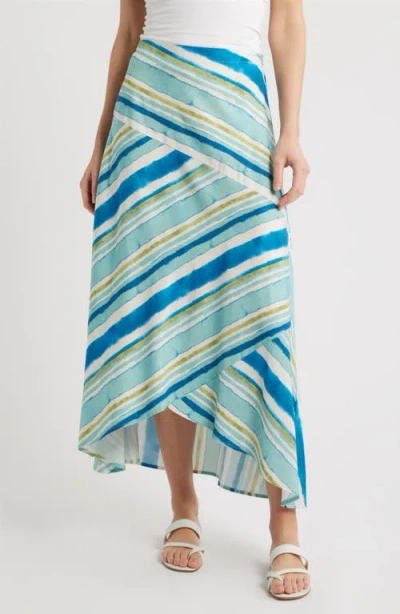 City Blues Spliced Print Maxi Skirt In Multi