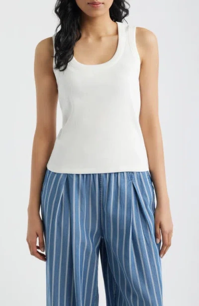 City Blues Square Neck Tank In White