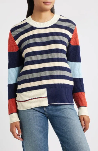 City Blues Stripe Colorblock Sweater In Multi