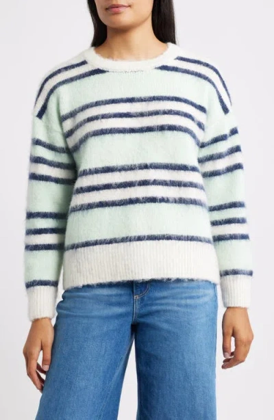 City Blues Stripe Crewneck Sweater In Green