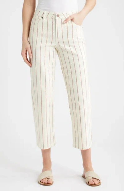 City Blues Stripe Crop Straight Leg Jeans In White