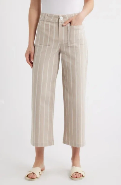 City Blues Stripe Crop Wide Leg Pants In Neutral