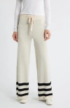 City Blues Stripe Leg Sweater Pants In White