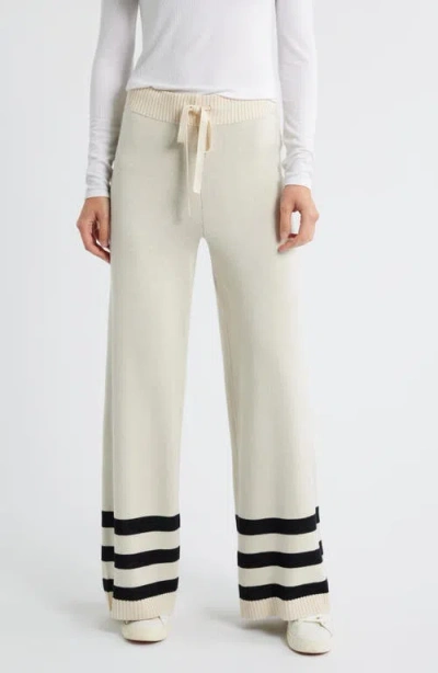 City Blues Stripe Leg Sweater Pants In White