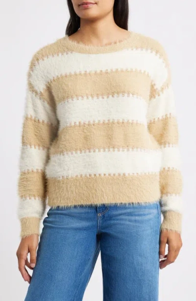 City Blues Stripe Metallic Boat Neck Sweater