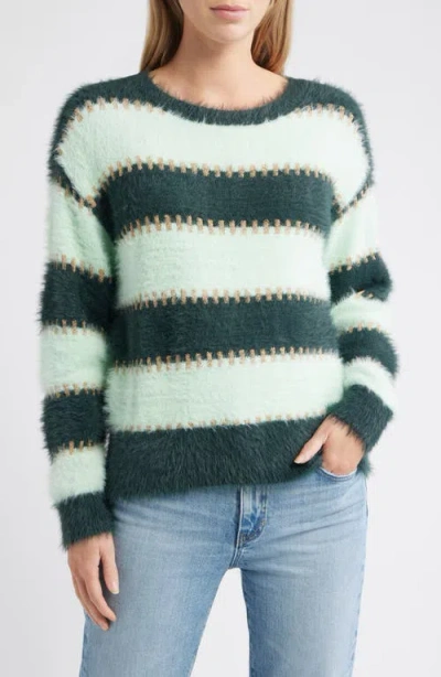 City Blues Stripe Metallic Boat Neck Sweater