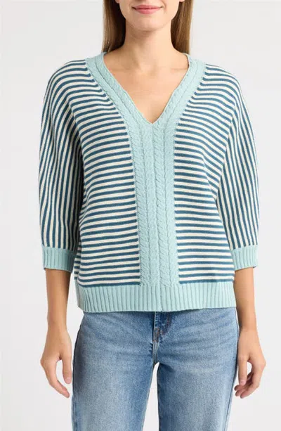 City Blues Striped V-neck Dolman Sweater In Multi