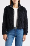 City Blues Textured Faux Fur Jacket In Black