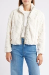 City Blues Textured Faux Fur Jacket In White