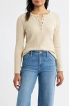 City Blues Thermal Knit Henley In Brown