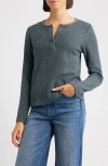 City Blues Thermal Knit Henley In Gray