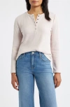 City Blues Thermal Knit Henley In Pink
