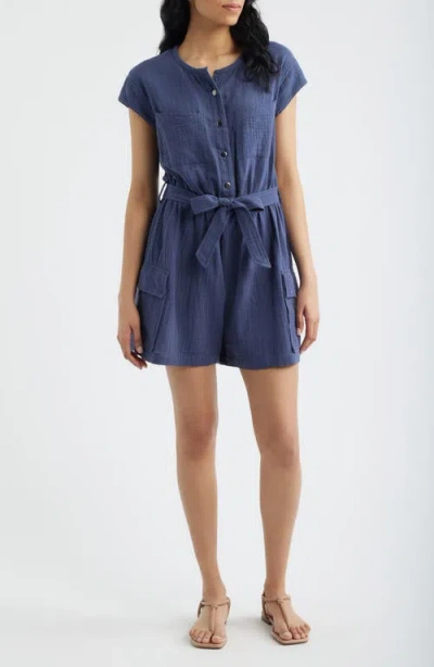 City Blues Tie Waist Cargo Romper