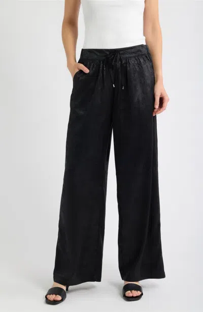 City Blues Tie Waist Metallic Tuxedo Track Pants In Black