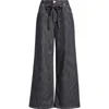 City Blues Tie Waist Super Wide Leg Jeans In Black