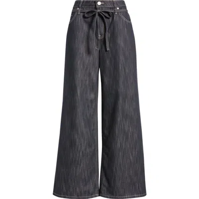 City Blues Tie Waist Super Wide Leg Jeans In Black
