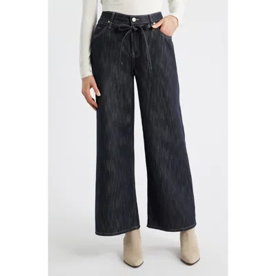 City Blues Tie Waist Super Wide Leg Jeans In Black