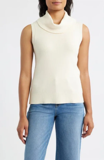 City Blues Turtleneck Sleeveless Sweater In White