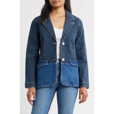 City Blues Two-tone Denim Blazer In Brown