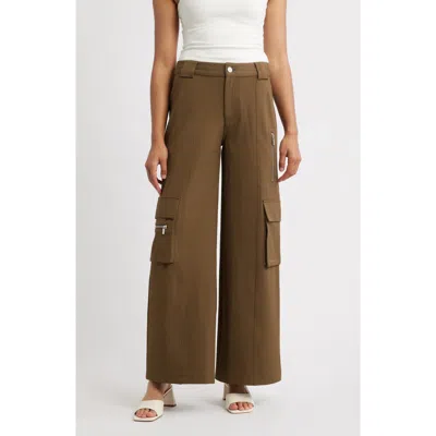 City Blues Wide Leg Cargo Pants In Brown
