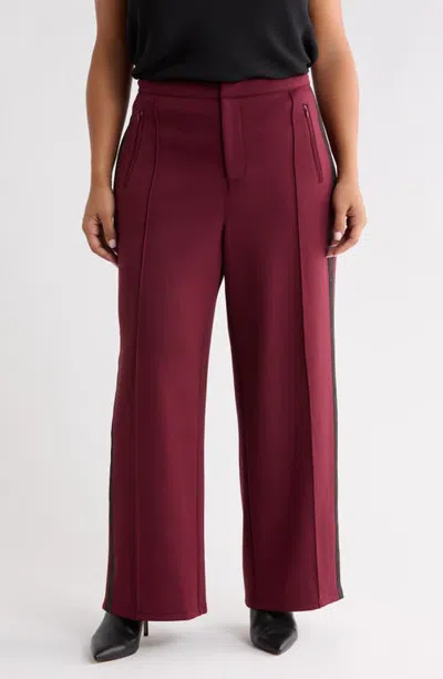 City Blues Wide Leg Side Stripe Pants In Burgundy