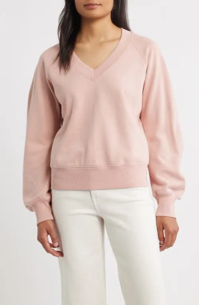 City Blues Zip Detail Ruched Sleeve Sweatshirt In Pink