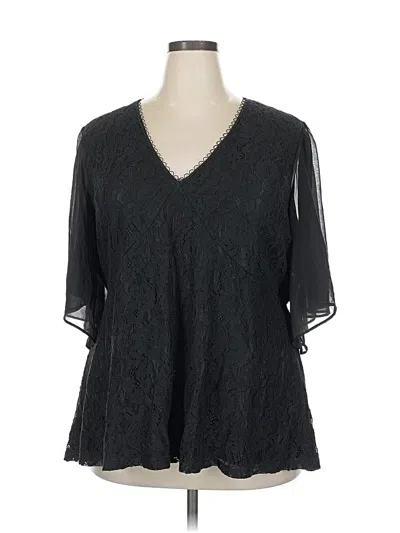 Pre-owned City Chic 3/4 Sleeve Blouse In Black