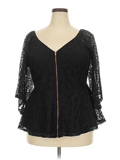 Pre-owned City Chic 3/4 Sleeve Blouse In Black