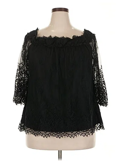 Pre-owned City Chic 3/4 Sleeve Blouse In Black