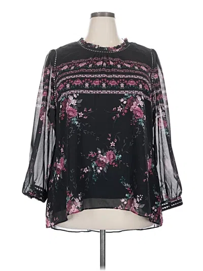 Pre-owned City Chic 3/4 Sleeve Blouse In Black