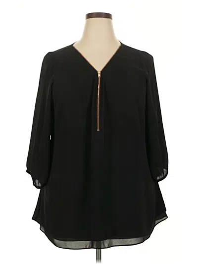 Pre-owned City Chic 3/4 Sleeve Blouse In Black