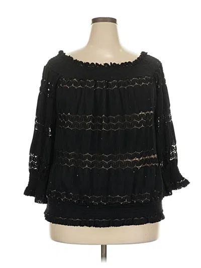 Pre-owned City Chic 3/4 Sleeve Blouse In Black
