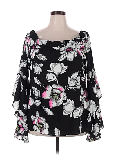 Pre-owned City Chic 3/4 Sleeve Blouse In Black