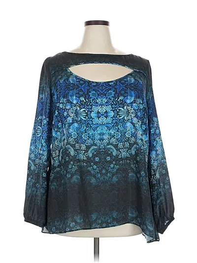 Pre-owned City Chic 3/4 Sleeve Blouse In Blue