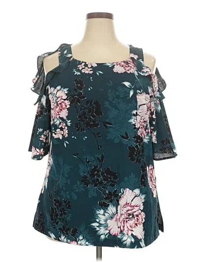 Pre-owned City Chic 3/4 Sleeve Blouse In Blue