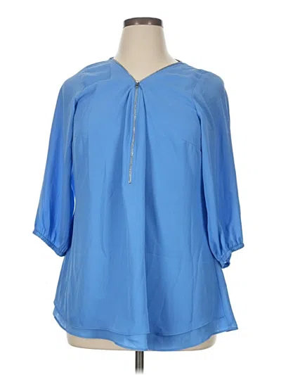 City Chic 3/4 Sleeve Blouse In Blue