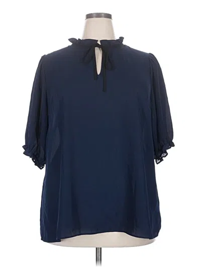 Pre-owned City Chic 3/4 Sleeve Blouse In Blue
