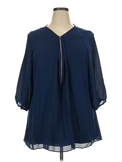 Pre-owned City Chic 3/4 Sleeve Blouse In Blue